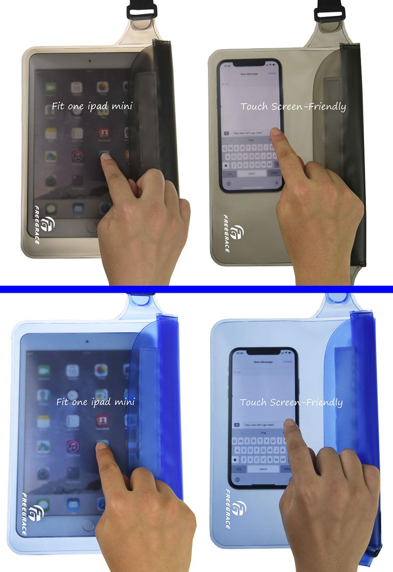 Freegrace Premium Waterproof Waist Pouches Set - Best Way to Keep Your Phone and Valuables Dry and Safe - Perfect for Boating Swimming Snorkeling Kayaking Beach Pool Water Parks (Gray + Blue) - Image 3